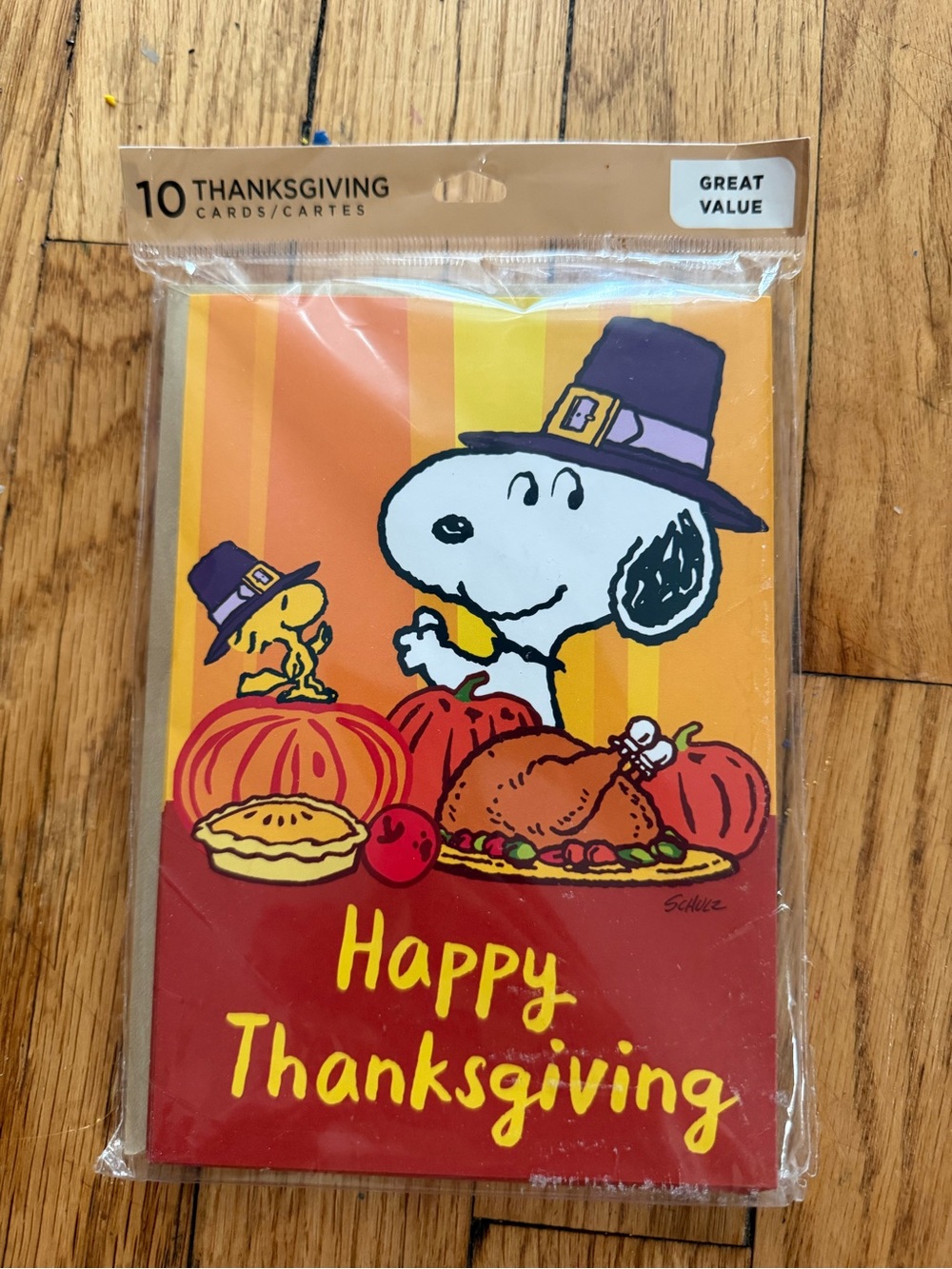 Hallmark Peanuts Snoopy Thanksgiving Cards - Orange, Red & Yellow (10 Pack)